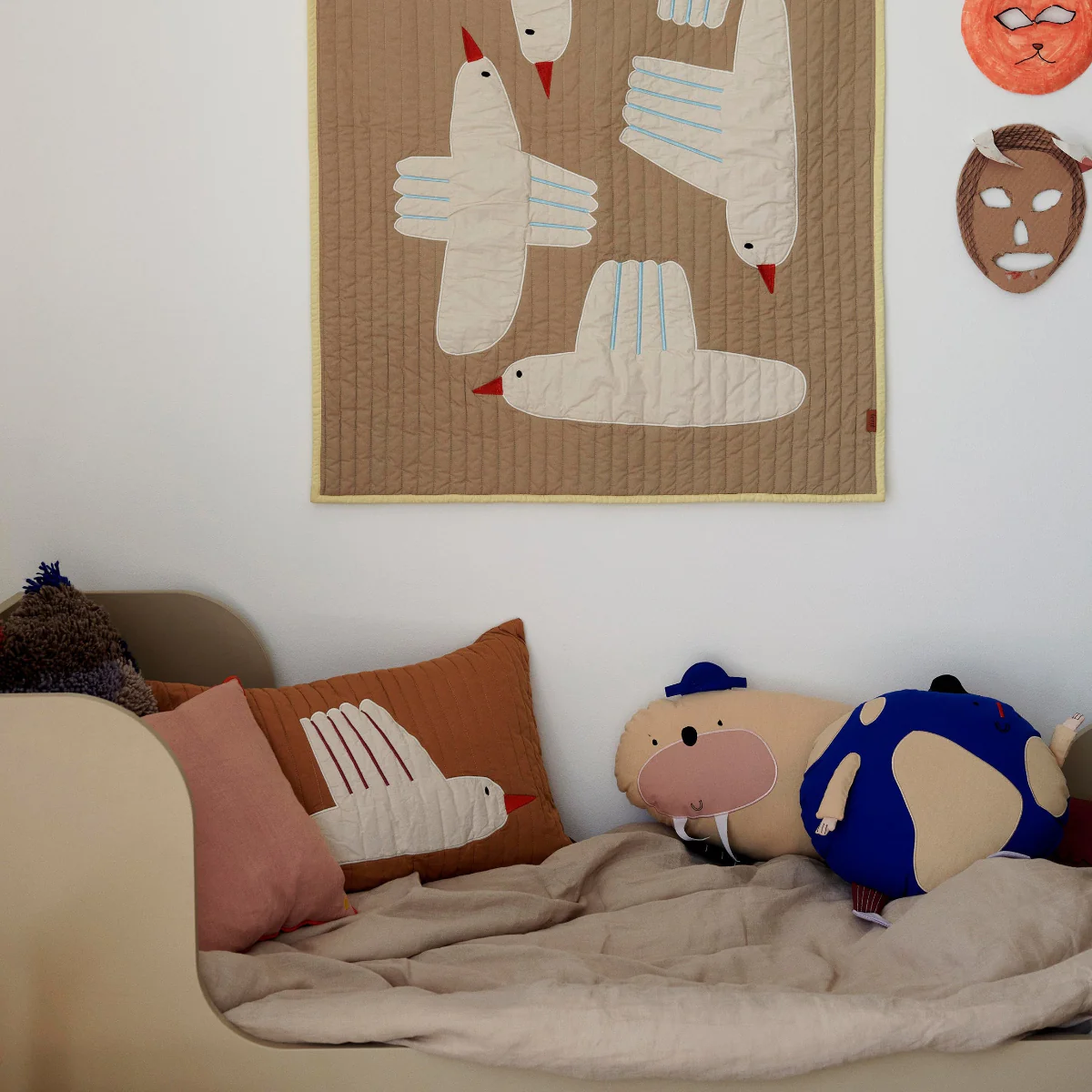 Bird Quilted Blanket - Sand - Image 2