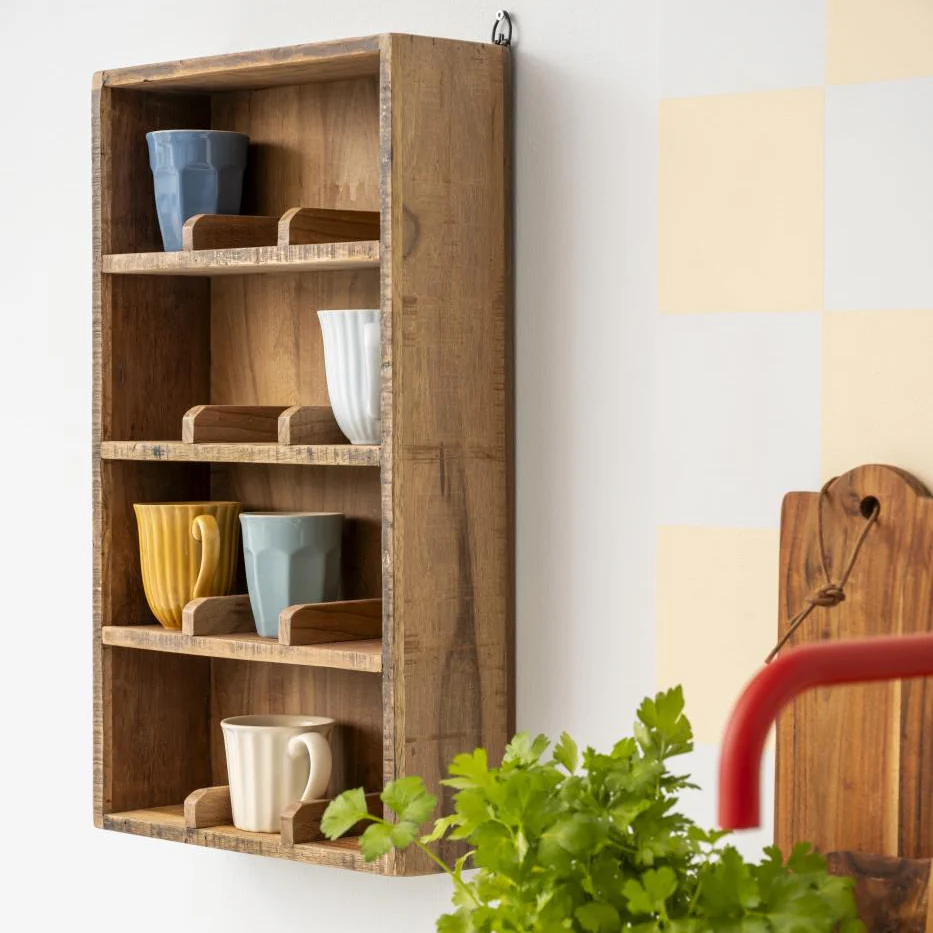 Wall shelf w/4 shelves w/dividers 12 rooms UNIQUE Wooden - Image 3