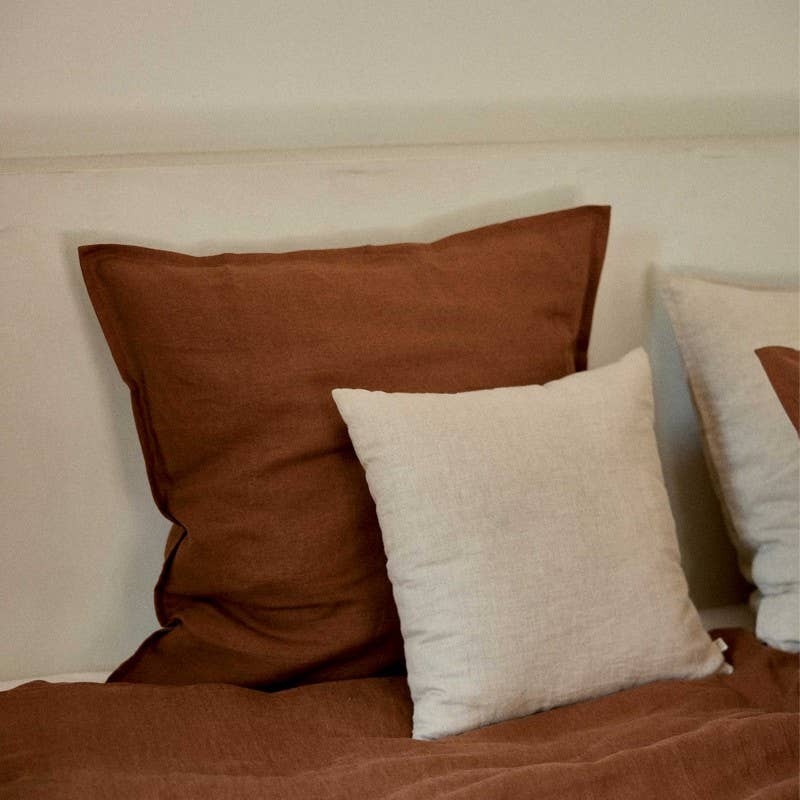 Washed Linen Cushion Solid: Mocha / 65 x 65