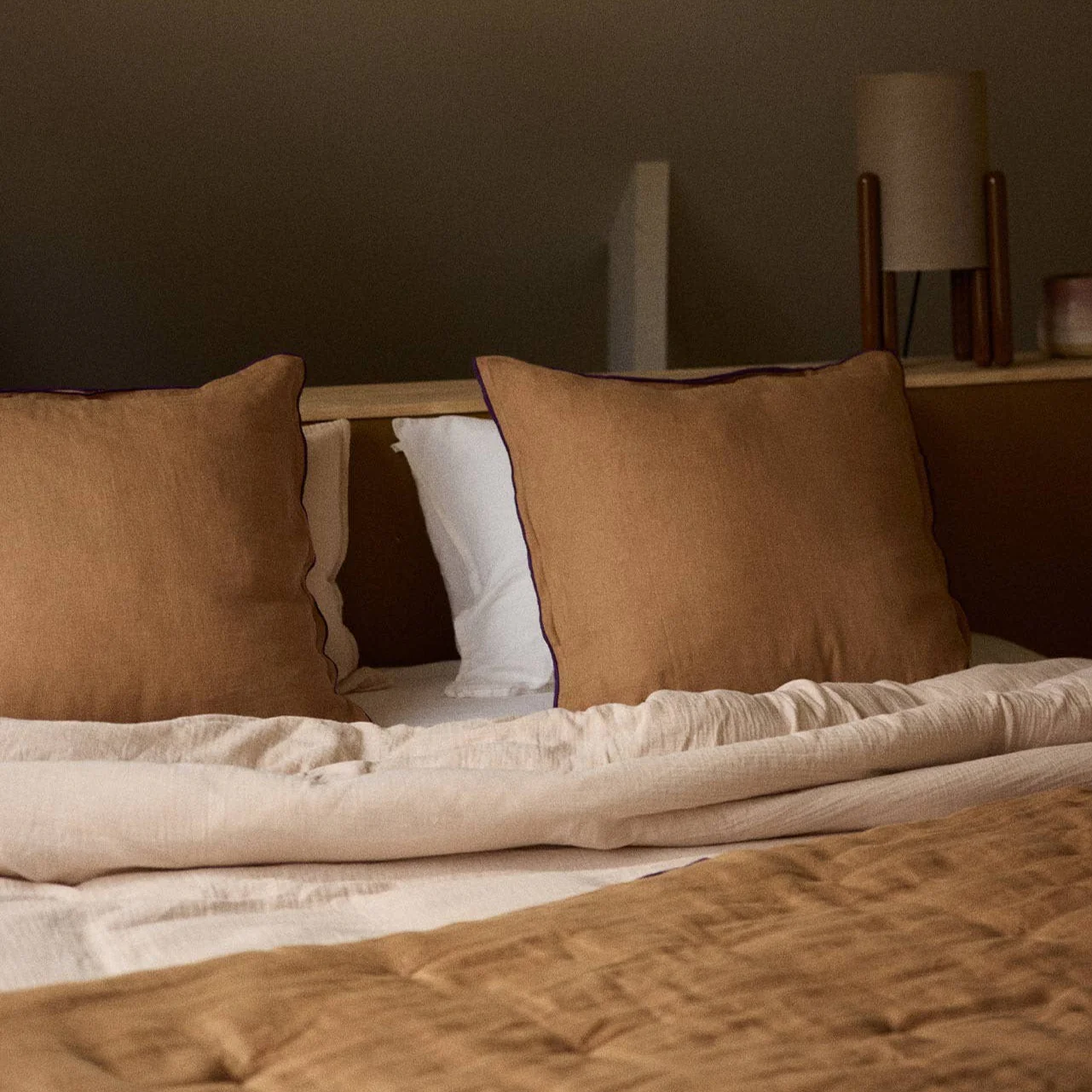 Washed Linen Pillowcase Tobacco Gabrielle Paris x Horty